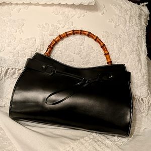 Bamboo handle luxury purse